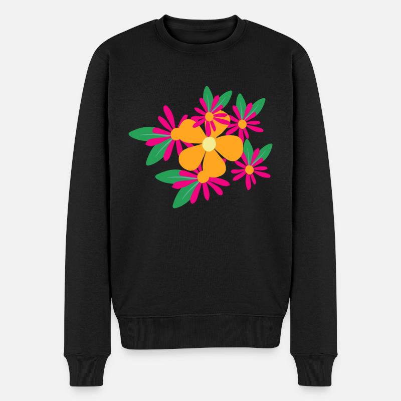 Flower Blume Pflanze - Männer Premium Bio Pullover - Schwarz