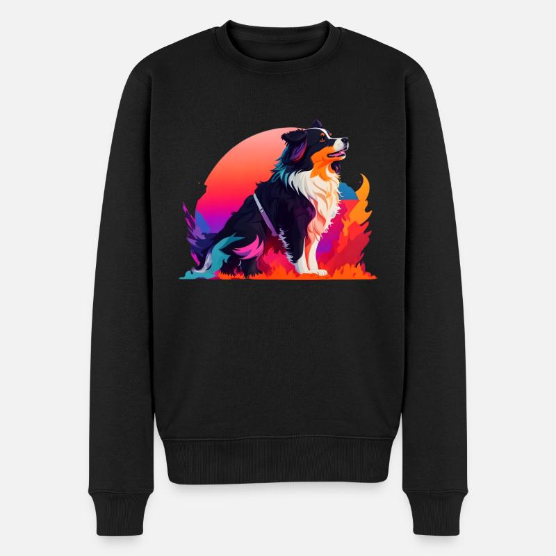 Chien espiègle sur un fond coloré - Pull Premium bio Homme - noir