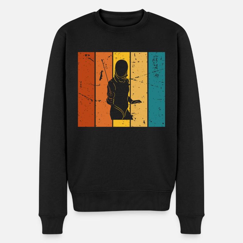 Vintage Geschenk Fechter - Männer Premium Bio Pullover - Schwarz