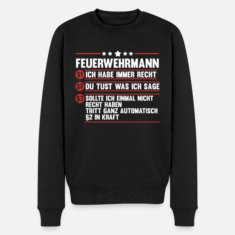 Feuerwehrmann Feuerwehr - Männer Premium Bio Pullover - Schwarz