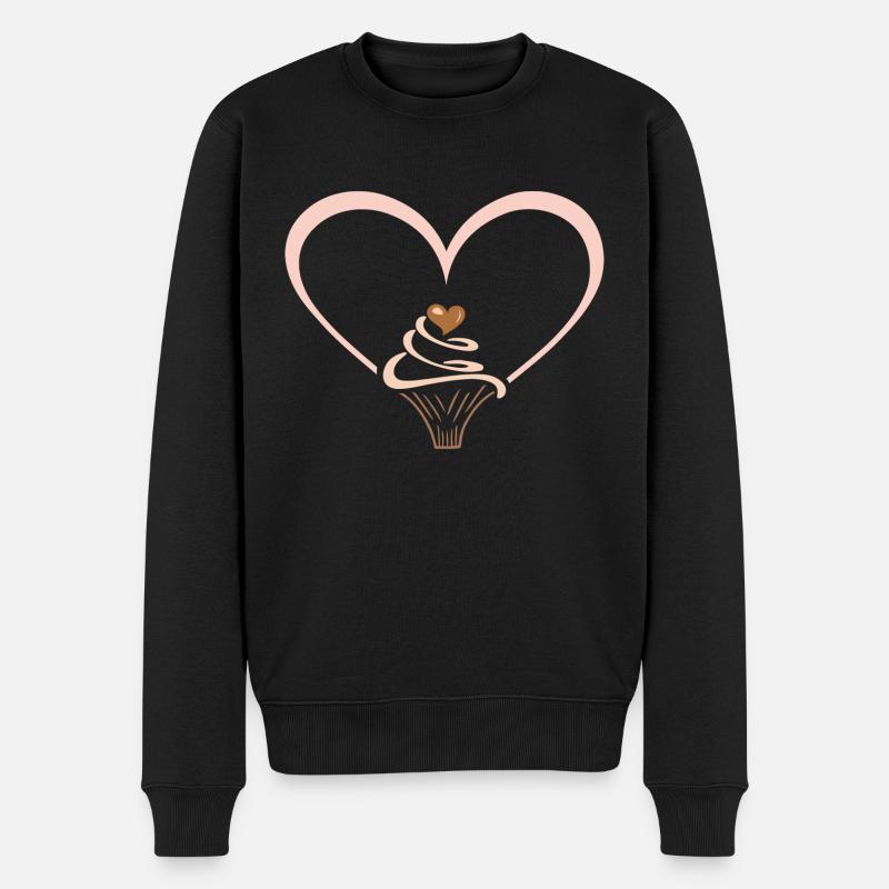 Cupcake-Liebe - Männer Premium Bio Pullover - Schwarz