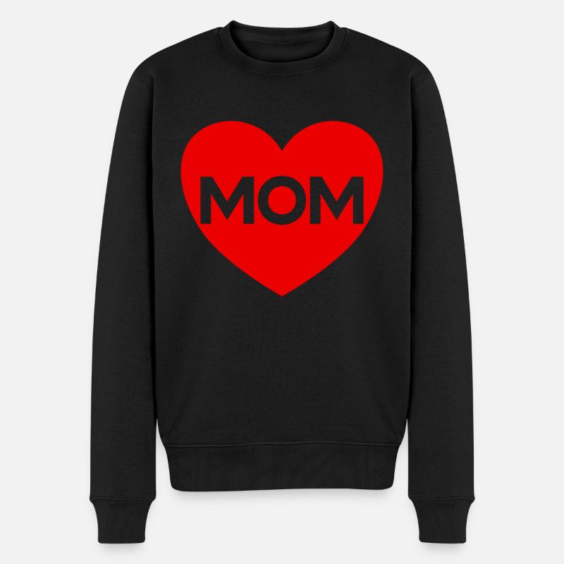 Rotes Herz transparente Mama - Männer Premium Bio Pullover - Schwarz