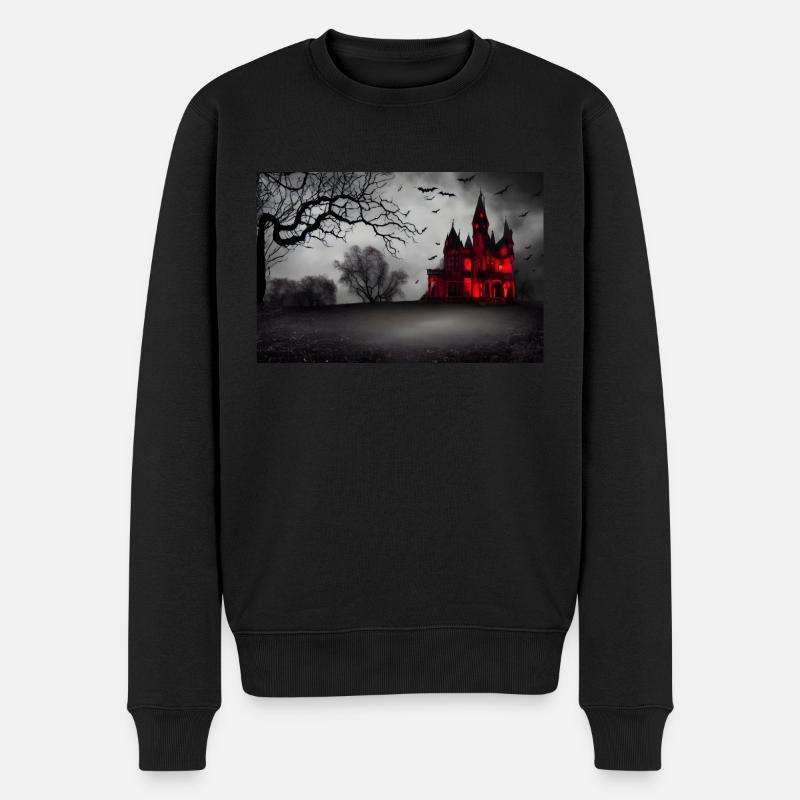 Halloween-Haus - Männer Premium Bio Pullover - Schwarz