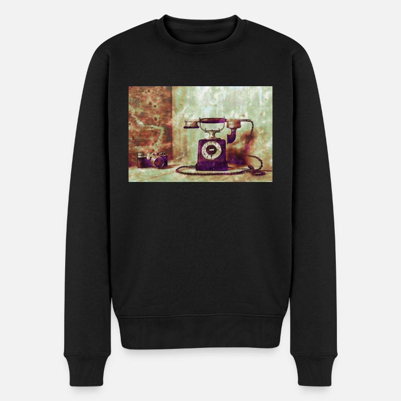 Telefon mit Kamera - Männer Premium Bio Pullover - Schwarz