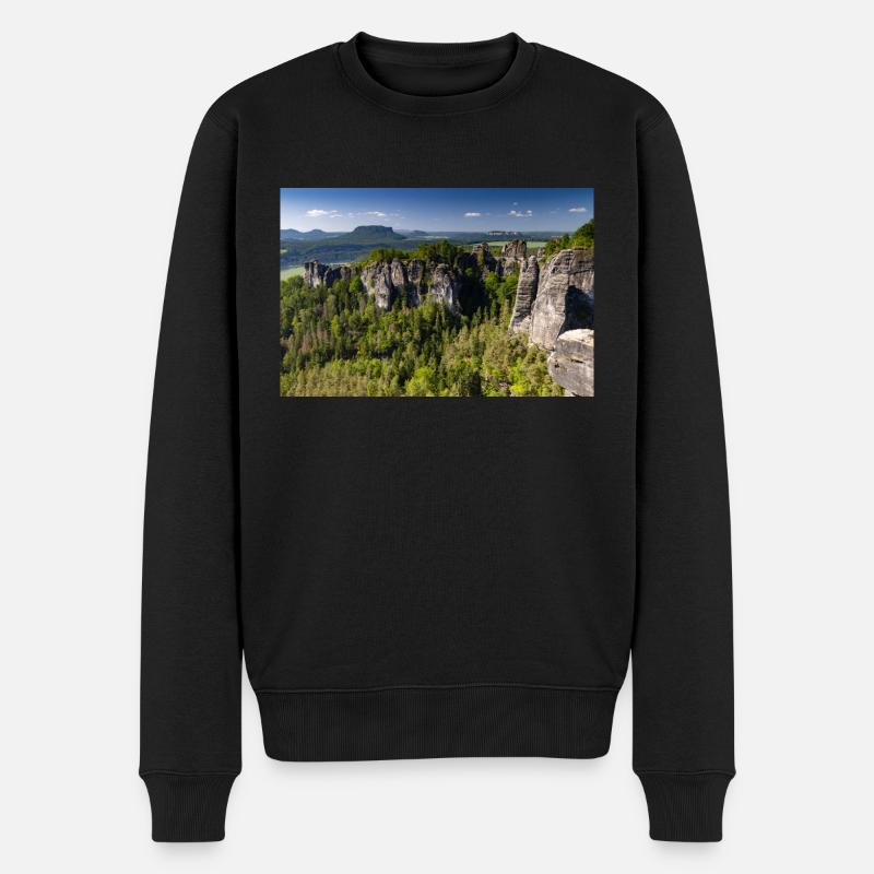 Bastei in der Sächsischen Schweiz - Männer Premium Bio Pullover - Schwarz