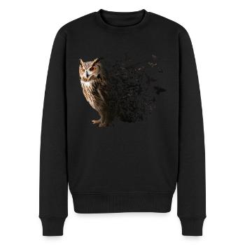 Eule - Männer Premium Bio Pullover - Schwarz - Vorne - Nico (187cm)