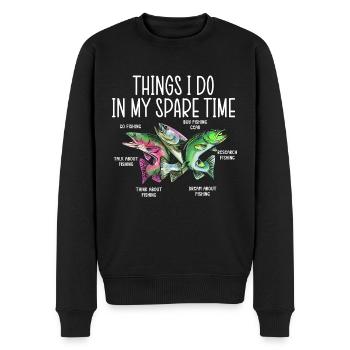 Pêche, pêche, pêche, choses que je fais pendant mon temps libre - Pull Premium bio Homme - noir - Devant - Nico (187cm)
