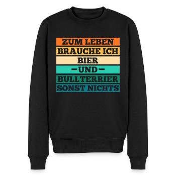 Chien Bière Bull Terrier - Pull Premium bio Homme - noir - Devant - Nico (187cm)