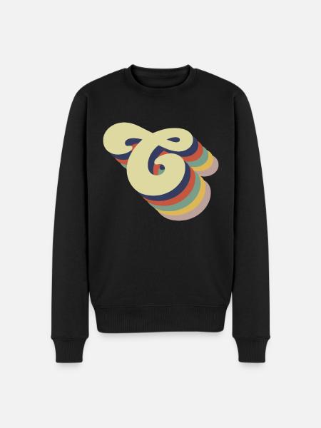 Retro-Buchstabe C - Männer Premium Bio Pullover - Schwarz