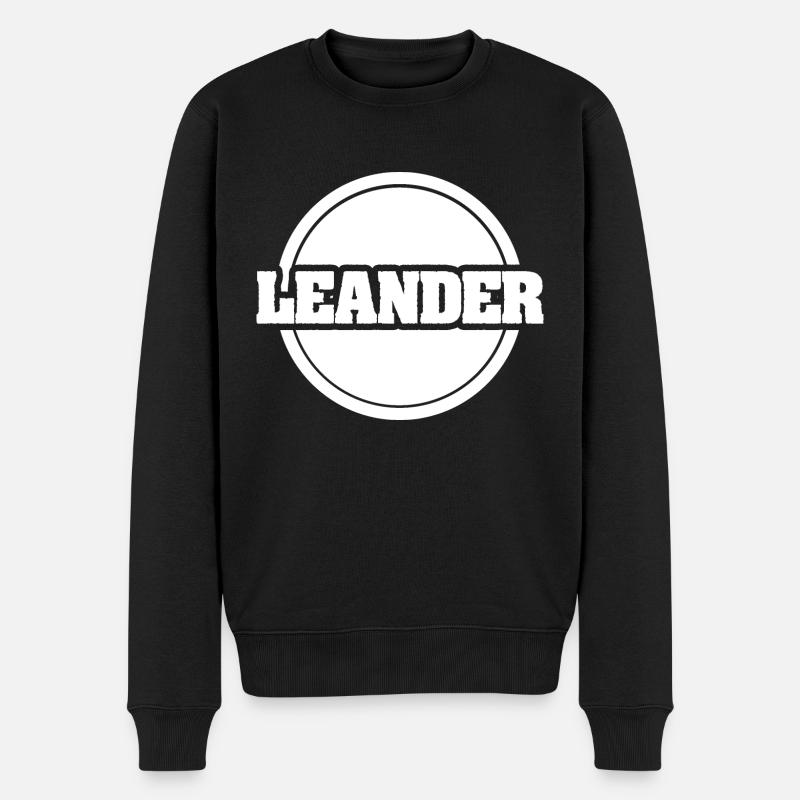 Vorname Leander - Männer Premium Bio Pullover - Schwarz