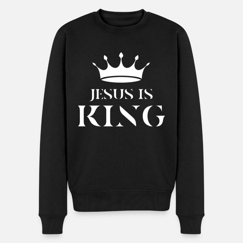Jésus est roi, chrétien - Pull Premium bio Homme - noir