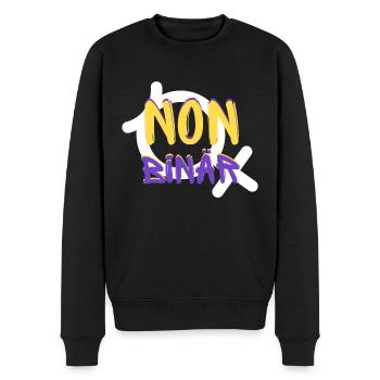 NON BINARY Identity - Men's Premium Organic Jumper - black - Front - Nico (187cm)