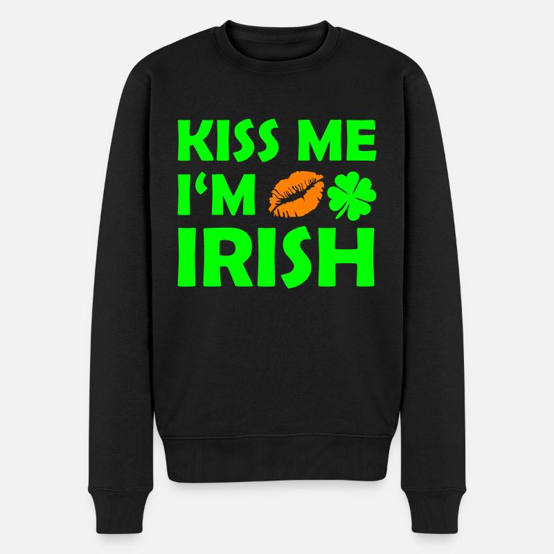 kiss me im irish - Männer Premium Bio Pullover - Schwarz