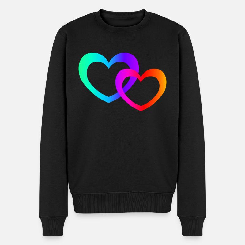 bunte Herzen - Männer Premium Bio Pullover - Schwarz