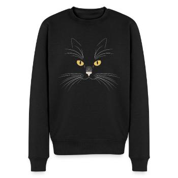 Schwarze Katze - Männer Premium Bio Pullover - Schwarz - Vorne - Nico (187cm)