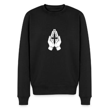 Betende Hände - Faithful Design - Männer Premium Bio Pullover - Schwarz - Vorne - Nico (187cm)