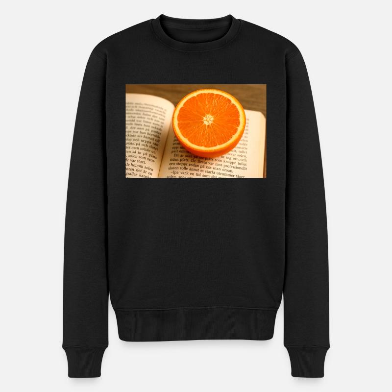 Buche und Orange - Männer Premium Bio Pullover - Schwarz
