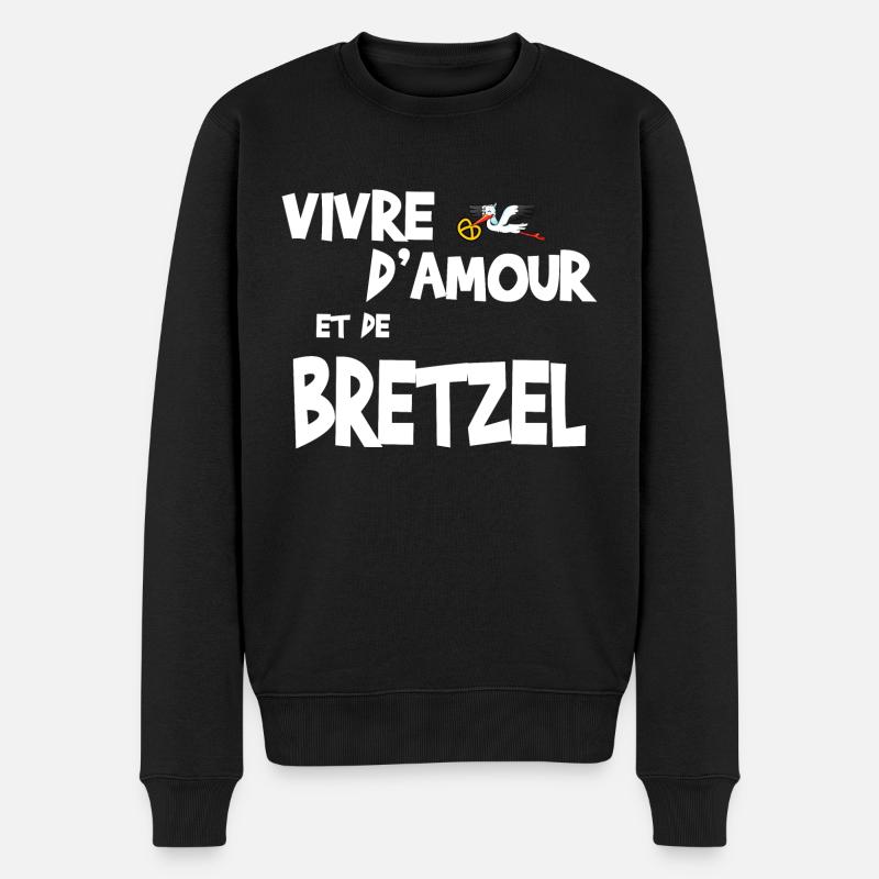 Amour et bretzel - Cadeau humour alsacien - Pull Premium bio Homme - noir