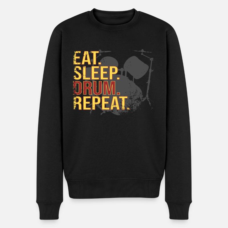 Manger. Dormir. Tambour. Répéter. - Pull Premium bio Homme - noir