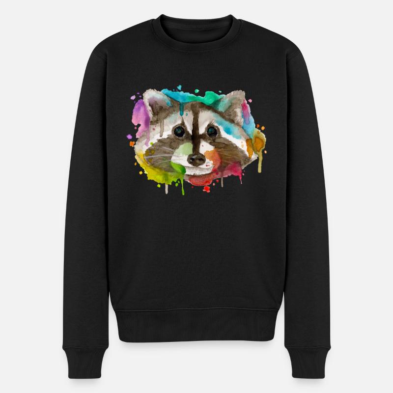 Waschbär - Männer Premium Bio Pullover - Schwarz