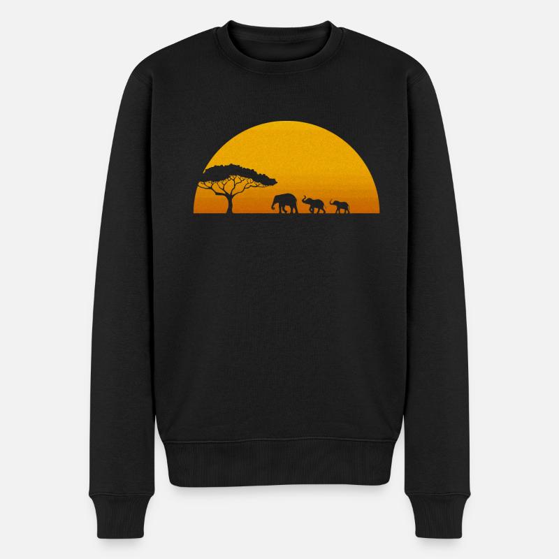 Eléphants, éléphants au Sahara - Pull Premium bio Homme - noir