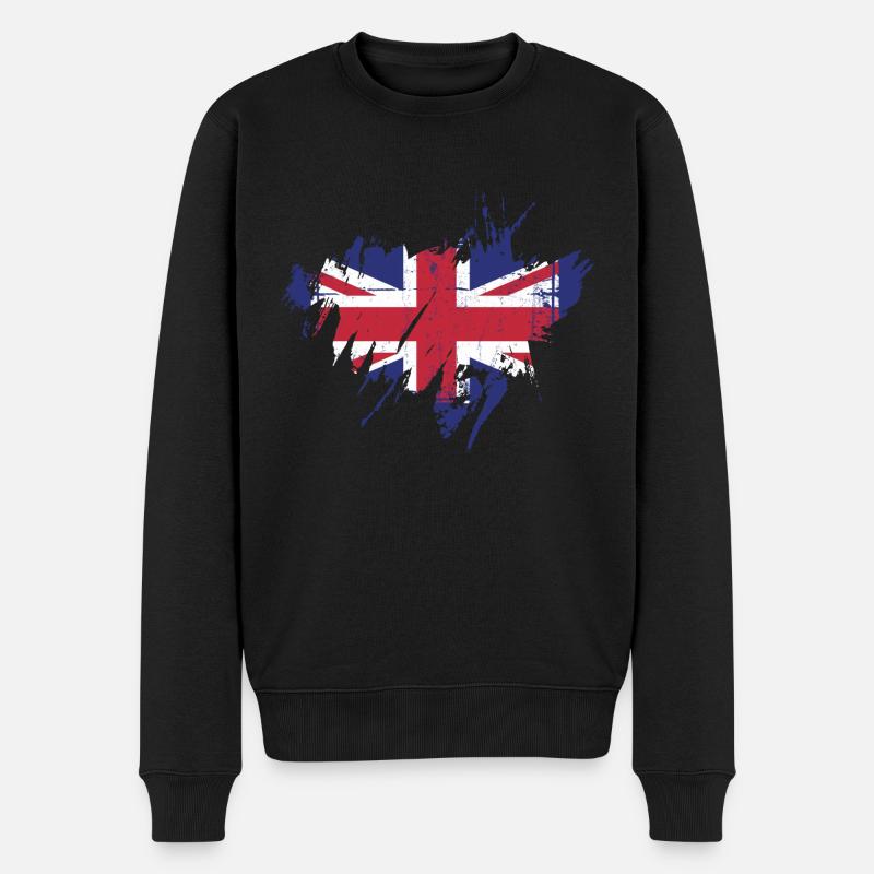 britische Flagge - Männer Premium Bio Pullover - Schwarz