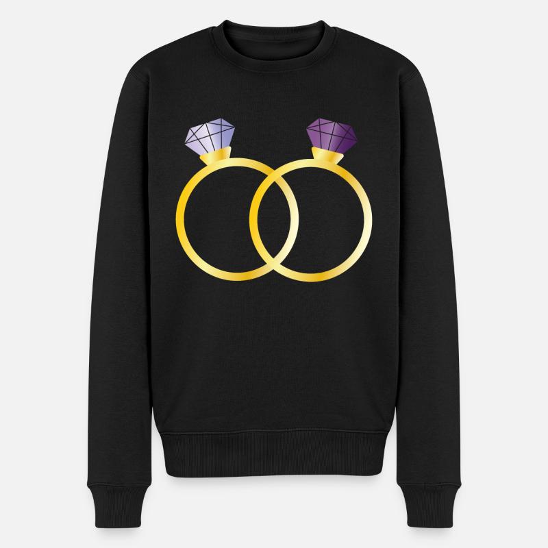 Deux bagues avec diamants violets - Pull Premium bio Homme - noir