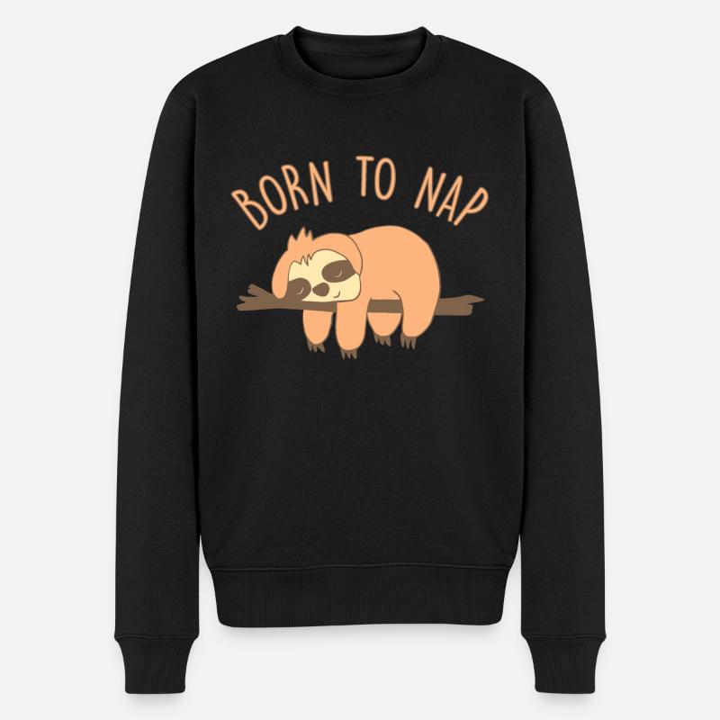 FAUL GEBOREN ZUM NAP - Männer Premium Bio Pullover - Schwarz