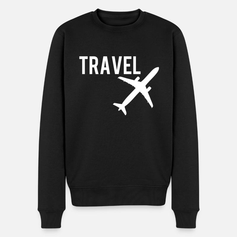 Travel Flugzeug Plane Reisen - Männer Premium Bio Pullover - Schwarz