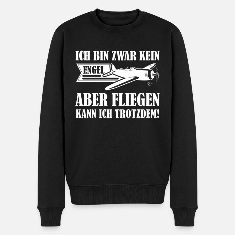 Pilot Flugzeug Geschenk Geburtstag Weihnachten - Männer Premium Bio Pullover - Schwarz