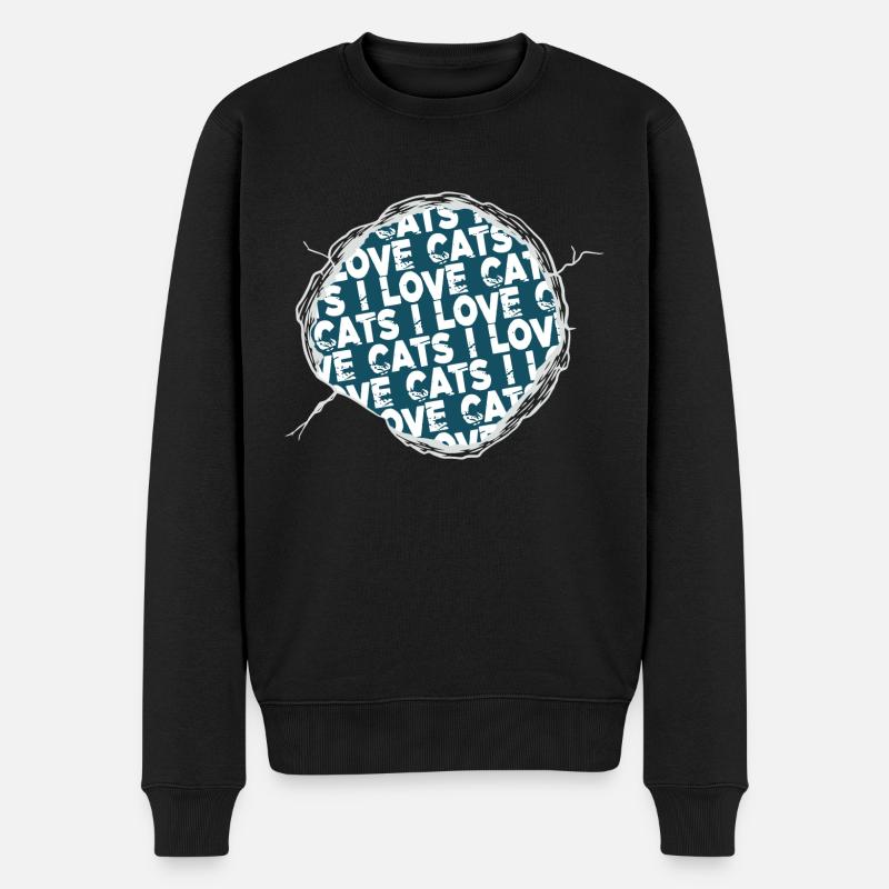 mammal fun awesome statement house cat pet cat - Männer Premium Bio Pullover - Schwarz