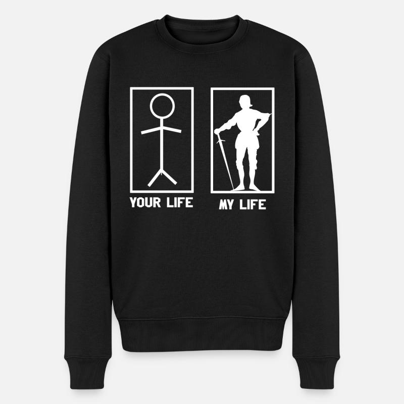 Retro Mittelalter Ritterturnier Tjost Buhurt - Männer Premium Bio Pullover - Schwarz