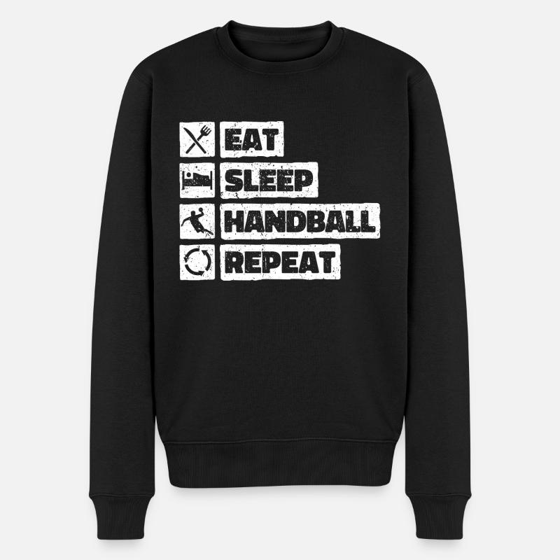 Eat Sleep Handball Repeat retro vintage teamsport - Männer Premium Bio Pullover - Schwarz