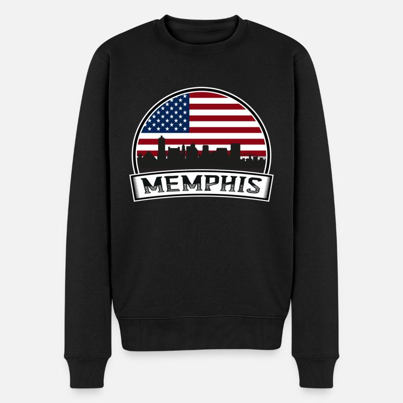 Memphis USA Skyline - Männer Premium Bio Pullover - Schwarz
