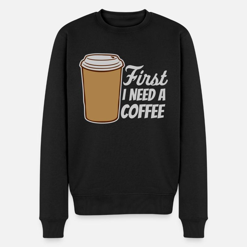 Fist I need Coffee - Männer Premium Bio Pullover - Schwarz