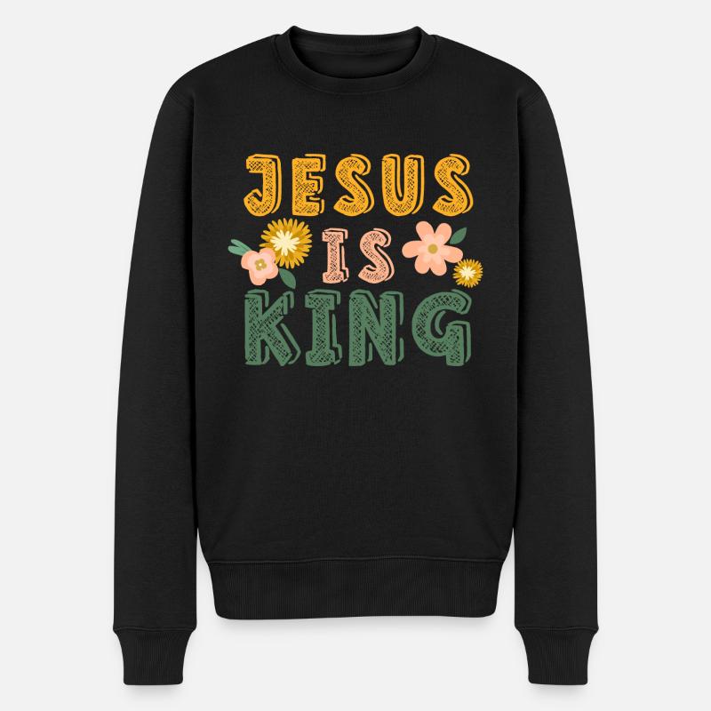 Jésus est le Roi Jésus ist König - Pull Premium bio Homme - noir