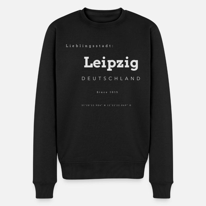 Ville préférée Leibzig Coordonner les souvenirs - Pull Premium bio Homme - noir