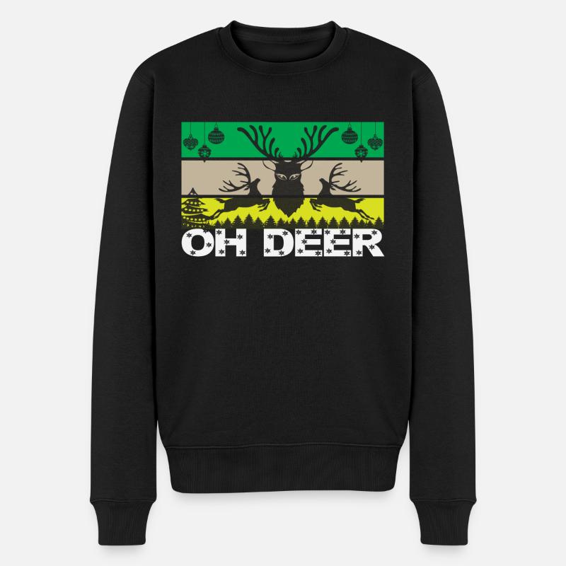 Oh Deer - Männer Premium Bio Pullover - Schwarz