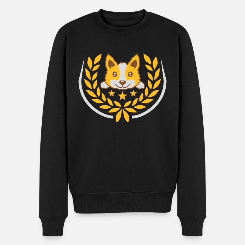 Lorbeerkranz süßer Hund Design - Männer Premium Bio Pullover - Schwarz