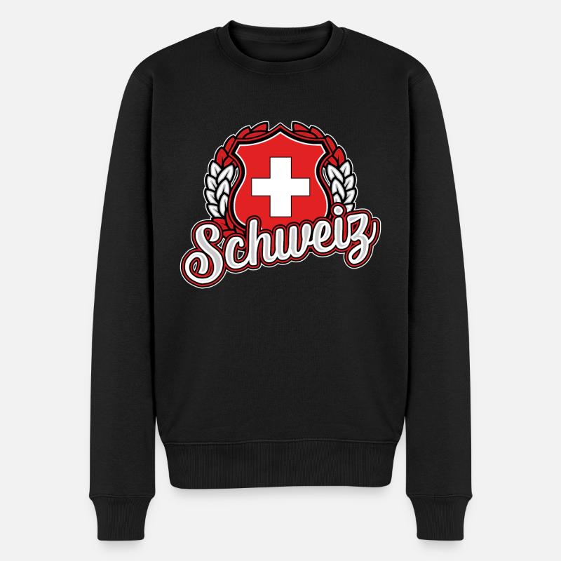 Schweiz - Männer Premium Bio Pullover - Schwarz