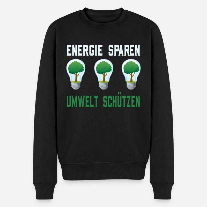 Energie sparen Umwelt schützen - Männer Premium Bio Pullover - Schwarz
