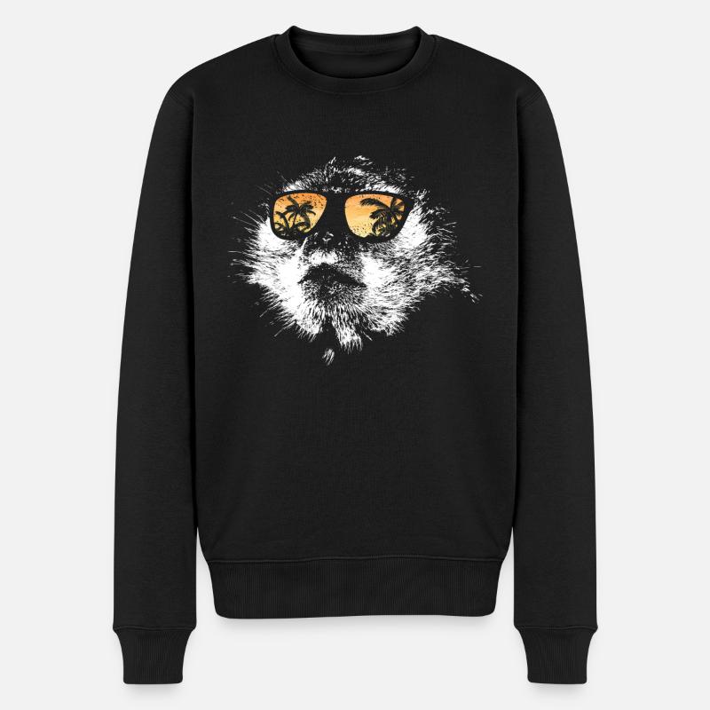 Monkey DJ mit Kopfhörer und Sonnenbrille Geschenki - Männer Premium Bio Pullover - Schwarz