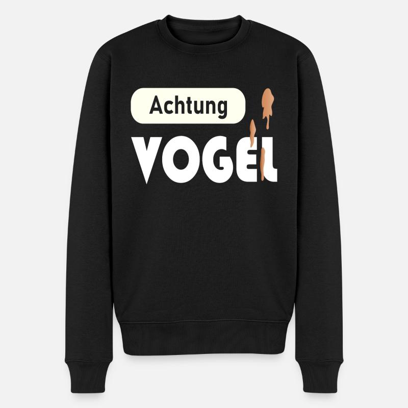 Achtung Vogel Scheiße - Männer Premium Bio Pullover - Schwarz
