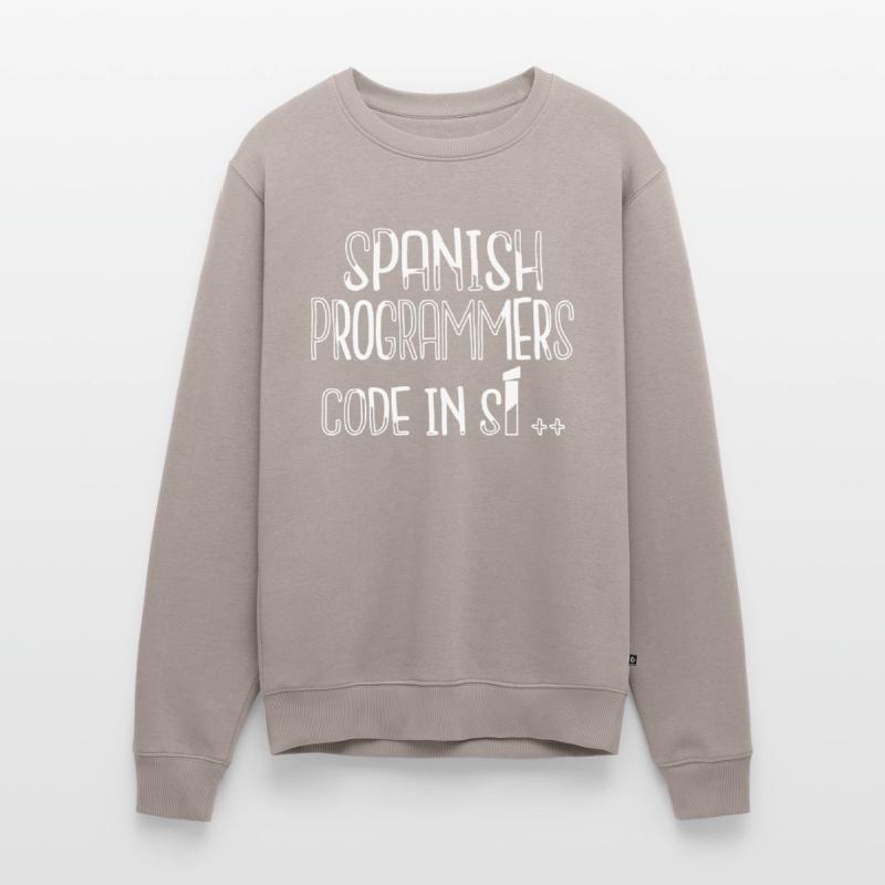 present backend developer happy computer humor Männer Premium Bio Pullover