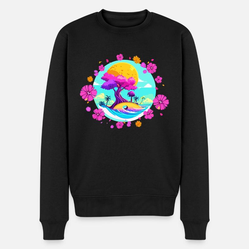 Fleur rose - Pull Premium bio Homme - noir