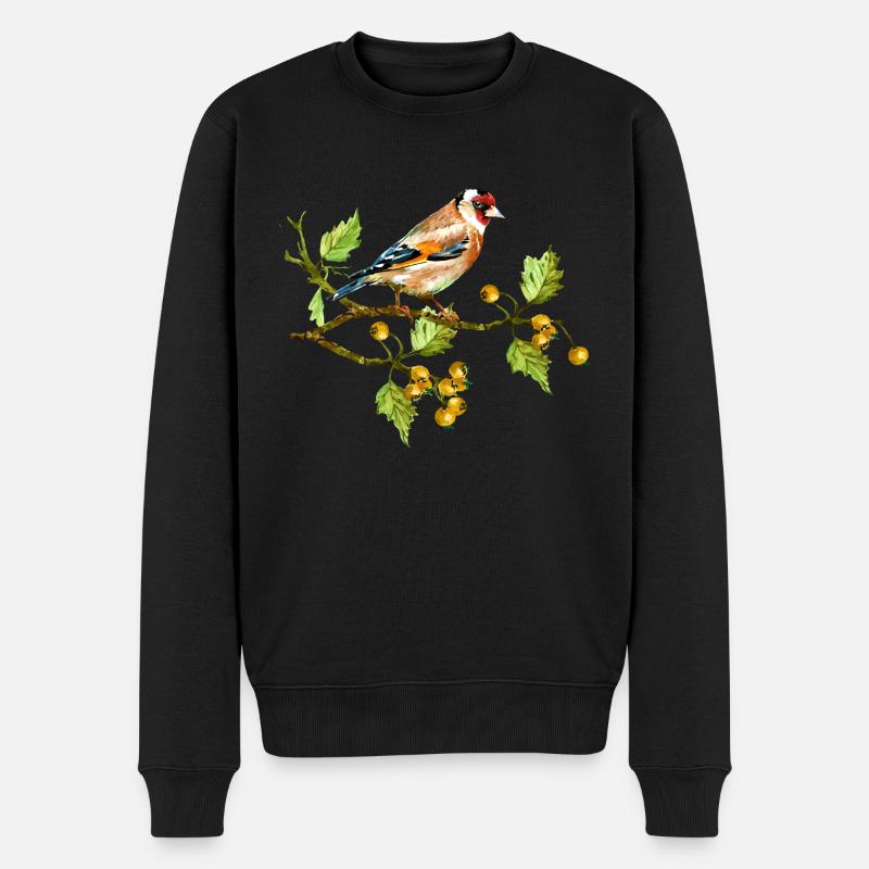 Bunter Vogel - Männer Premium Bio Pullover - Schwarz