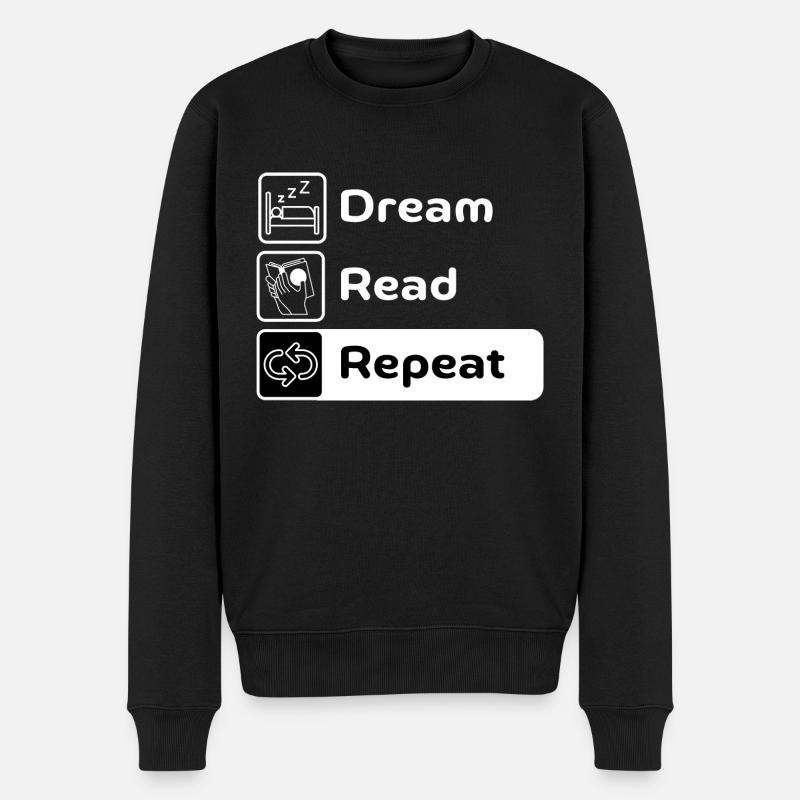 Dream Read Repeat - Männer Premium Bio Pullover - Schwarz
