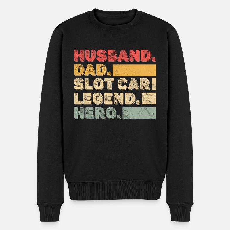Husband Dad Slot car legend Hero - Männer Premium Bio Pullover - Schwarz