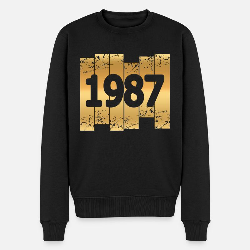 Gold 1987 - Männer Premium Bio Pullover - Schwarz