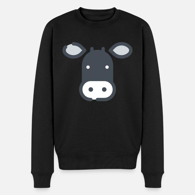 Kuh - Männer Premium Bio Pullover - Schwarz